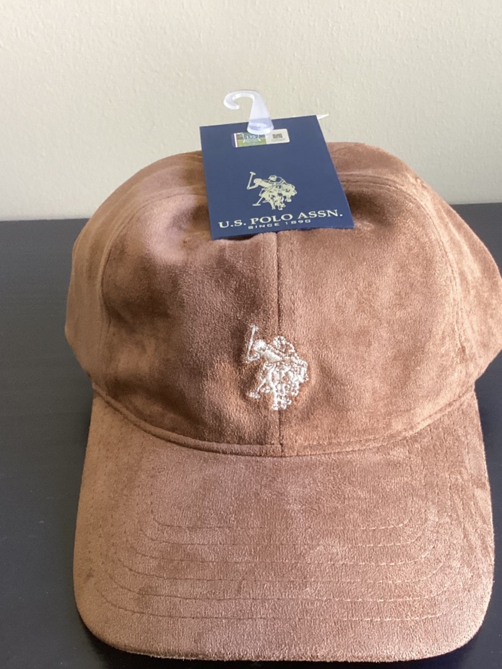 NWT Genuine Leather Adjustable Polo Assn. Baseball Cap Suede Leather